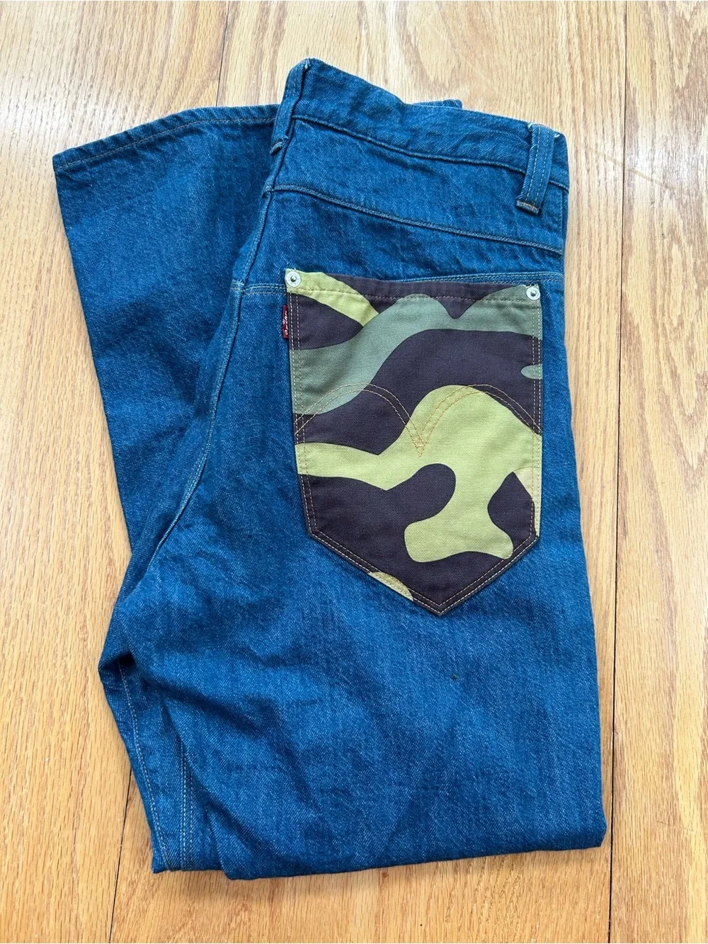 Junya Watanabe MAN x Levi's Camo Pocket Denim Jeans Indigo Blue Japan‎ Size XS